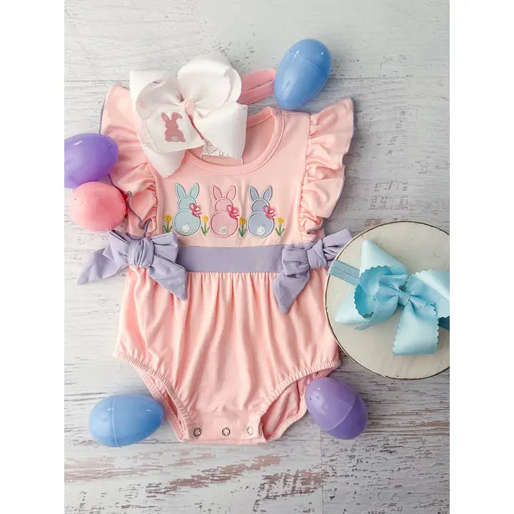 Bunny Trio Pink Infant Girl Romper