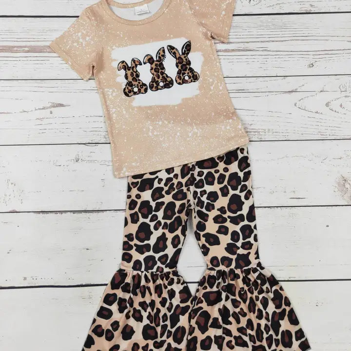 Girls Cheetah Print Bunny Easter Set