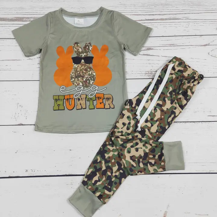 Boys Egg Hunter Camouflage Printed Easter Set