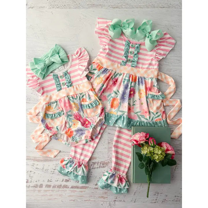 Pink Stripes & Flowers Infant Romper