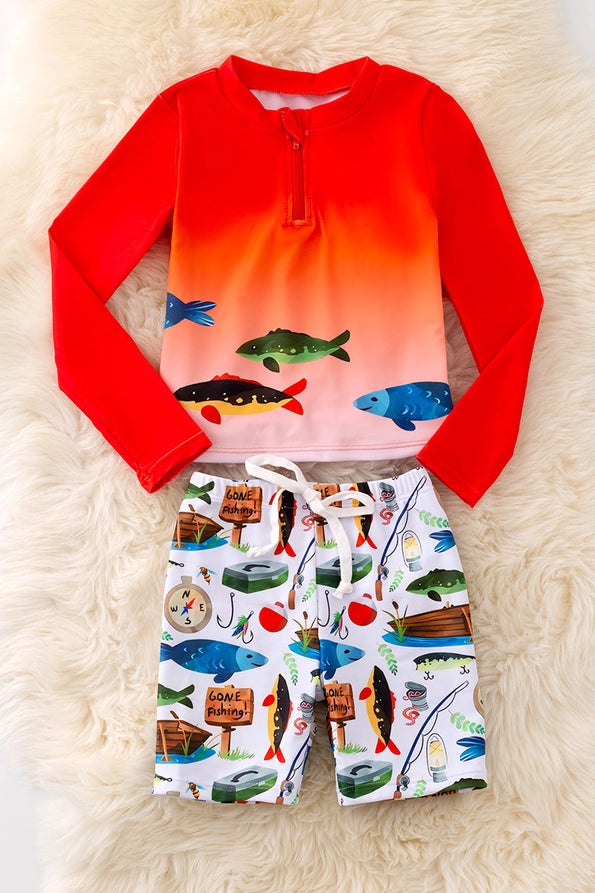 Gone Fishing Boys 2 Piece Swim Set