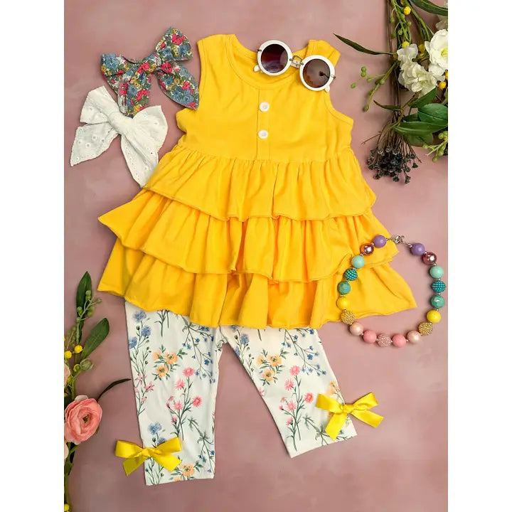 Yellow Ruffles Pants Set